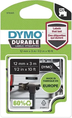 DYMO ŞERİT D1 KALICI 12MM x 3MT SİYAH/BEYAZ 1978365