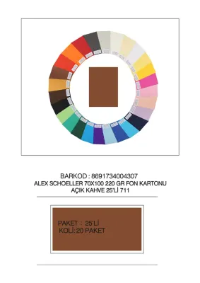 ALEX FON KARTONU ARTİST 220GR 70X100 A.KAHVE 25 Lİ 711