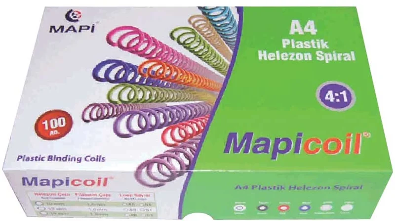 MAPİ SPİRAL PLASTİK HELEZON 4:1 10MM ŞEFFAF 100 ADET 48 LOP 2351004