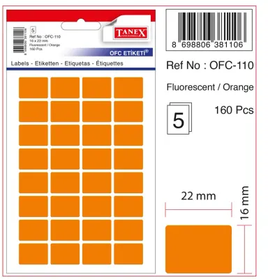 TANEX OFİS ETİKETİ OFC-110 FLORASAN TURUNCU