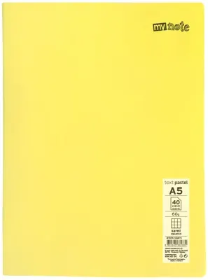 MYNOTE DEFTER TEXT PASTEL PP KAPAK DİKİŞLİ A5 40 YP KARELİ MTXPA-A540-K