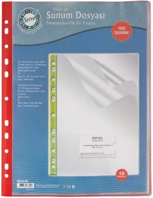 SERVE SUNUM DOSYASI KLASÖRE TAKILABİLİR 10 LU KIRMIZI SV-6110-KRM
