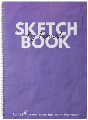 FANART ACADEMY ÇİZİM BLOĞU SKECTH BOOK SPİRALLİ A3 120 GR 50 YP MOR F-8672.A3