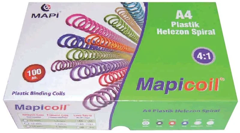 MAPİ SPİRAL PLASTİK HELEZON 4:1 22MM BEYAZ 50 ADET 48 LOP 2352200