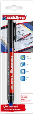 EDDING ASETAT KALEMİ SİLGİLİ E-149M TEKLI BLS. SİYAH