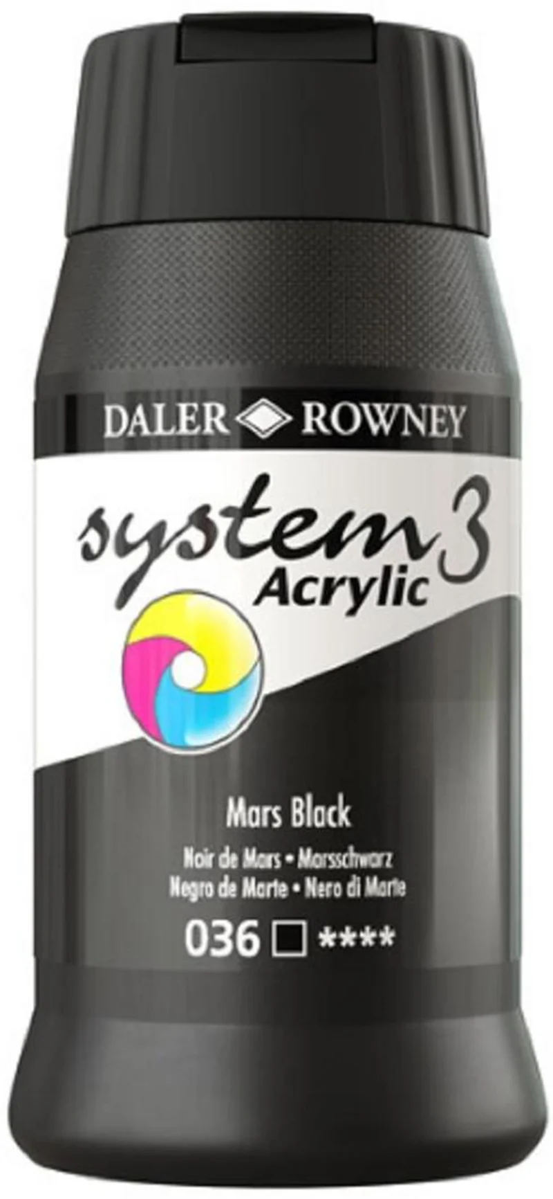 DALER ROWNEY AKRİLİK BOYA SYSTEM 3 ORIGINAL SERİSİ 500 ML MARS BLACK 129500036