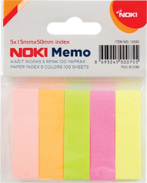 NOKİ MEMO KAĞIT İNDEKS 5 RENK 15x50mm 100 YP 12060