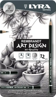 LYRA KURŞUN KALEM DERECELİ REMBRANDT ART DESIGN 12 Lİ METAL KUTU L1111120