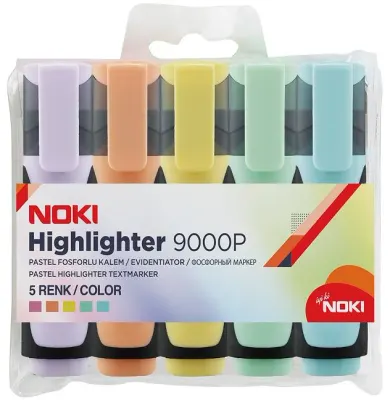 NOKİ FOSFORLU KALEM 5 Lİ PASTEL 9000P5PVC