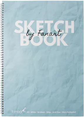 FANART ACADEMY ÇİZİM BLOĞU SKECTH BOOK SPİRALLİ A3 120 GR 50 YP TURKUAZ F-8671.A3