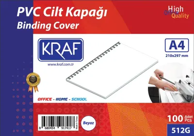 KRAF CİLT KAPAĞI A4 100 LÜ 512G BEYAZ
