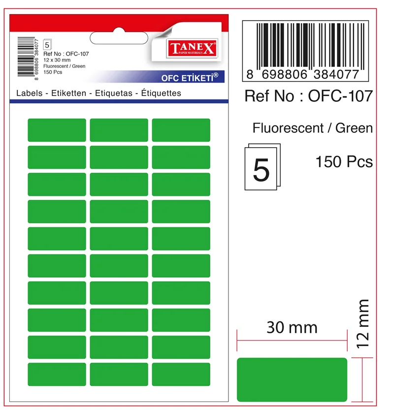 TANEX OFİS ETİKETİ OFC-107 FLORASAN YEŞİL