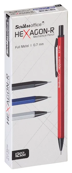SCRIKSS OFFICE VERSATİL KALEM HEXAGON-R 0.7 MAT GÜMÜŞ 12 Lİ KUTU