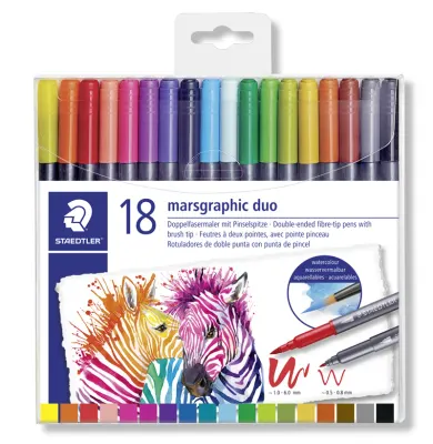 STAEDTLER KEÇELİ KALEM ÇİFT UÇLU WATERCOLOUR BRUSH 18 Lİ 3001 TB18