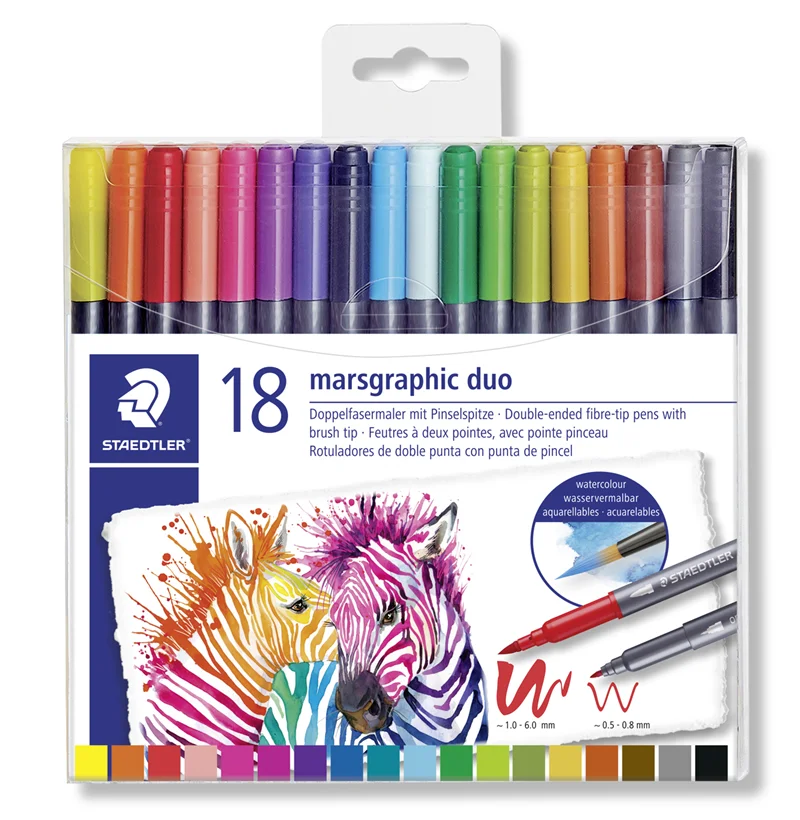 STAEDTLER KEÇELİ KALEM ÇİFT UÇLU WATERCOLOUR BRUSH 18 Lİ 3001 TB18