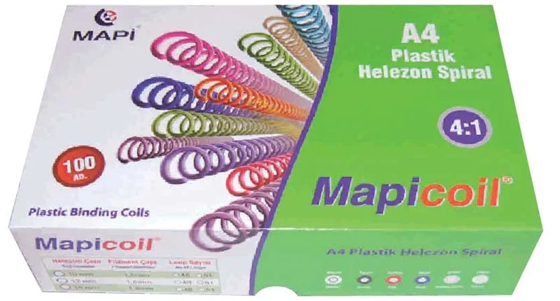 MAPİ SPİRAL PLASTİK HELEZON 4:1 10MM MAVİ 100 ADET 48 LOP 2351002