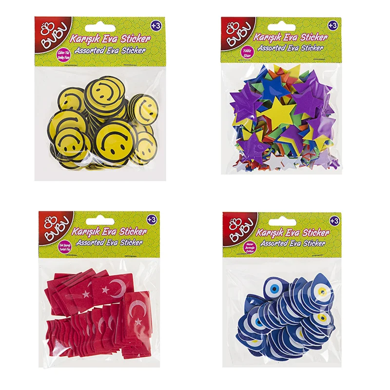 PASİF BU-BU EVA STICKER KARIŞIK 24'LÜ (ST0013/...ST0016) BUBU-STS006