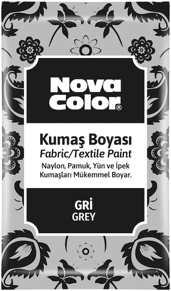 NOVA COLOR KUMAŞ BOYASI TOZ 12 GR GRİ NC-908