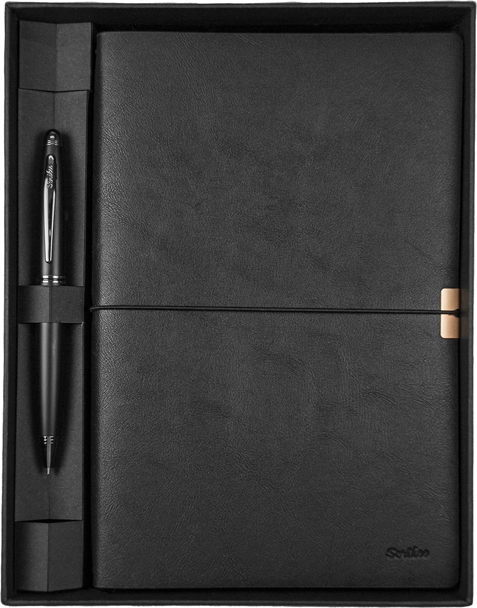 SCRIKSS HEDİYELİK SET SD 700-1 88 TÜKENMEZ KALEM MAT SİYAH + DEFTER PREMIUM TOLEDO A5 SİYAH