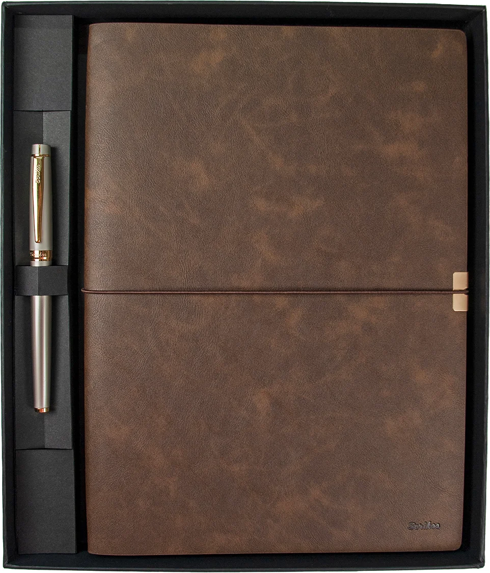 SCRIKSS HEDİYELİK SET SD 700-B2 38 ROLLER KALEM SATEN ALTIN + DEFTER PREMIUM TOLEDO B5 KAHVERENGİ