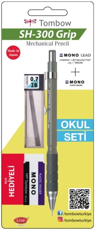 TOMBOW VERSATİL KALEM SH-300 GRIP OKUL SETİ 0.7 GÜMÜŞ BLS. T-SH-GR04 R7.S1
