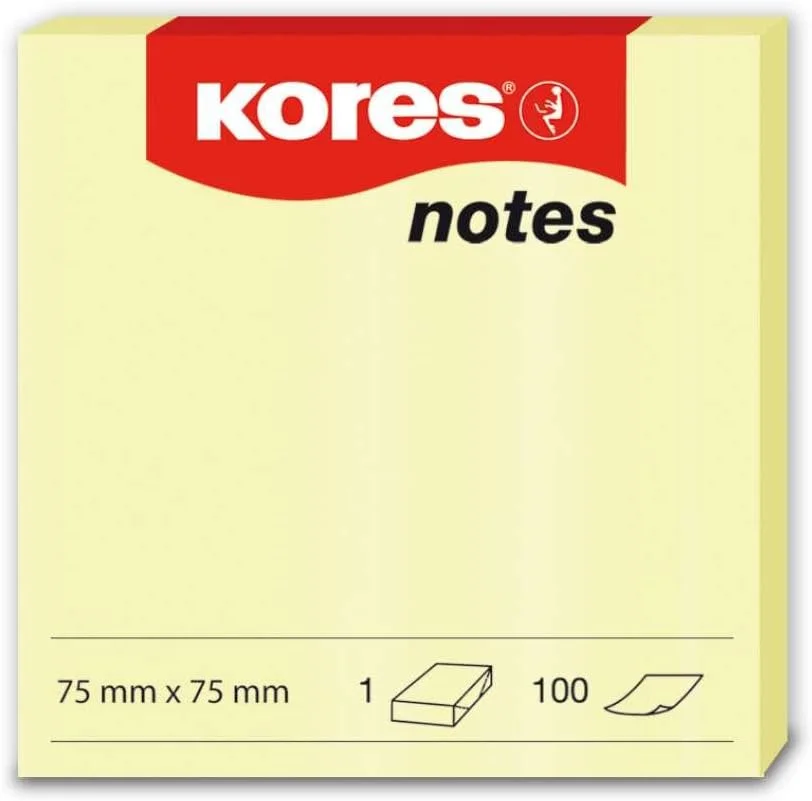 KORES YAPIŞKANLI  NOT KAĞIDI 75X75MM SARI 100 YP 46075