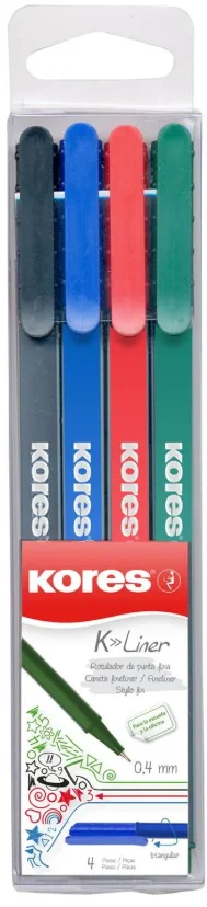 KORES FİBER UÇLU KALEM K-LINER  4LÜ SET 28114