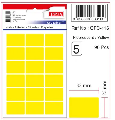 TANEX OFİS ETİKETİ OFC-116 FLORASAN SARI