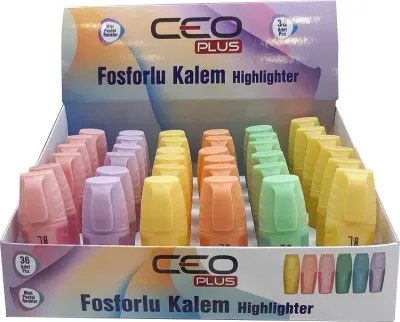 CEO FOSFORLU KALEM MİNİ PASTEL RENKLER 36LI STAND