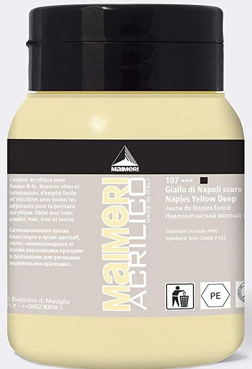 MAIMERI AKRİLİK BOYA ACRILICO SERİSİ 500 ML NAPLES YELLOW DEEP 934107