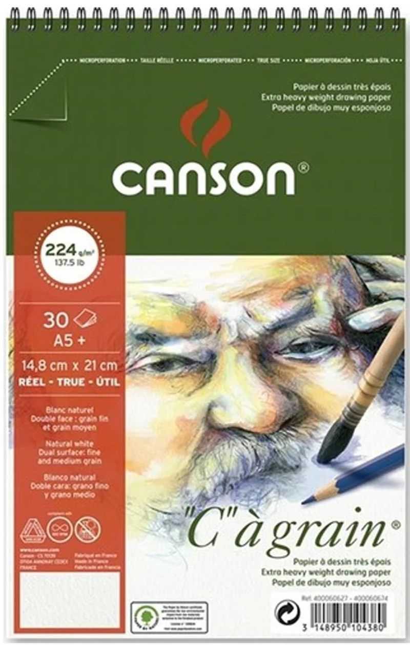 CANSON ESKİZ BLOK CA GRAIN SPİRALLİ A5+ 224 GR 30 SF 400060627