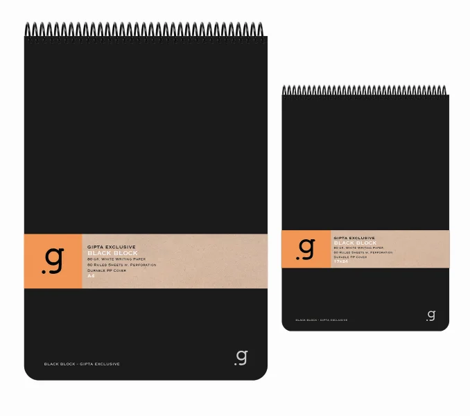 GIPTA DEFTER BLACK BLOCK 17x24 SPİRALLİ PP KAPAK 80 YP. KARELİ 6965