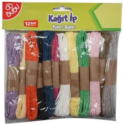 BU-BU RENKLİ KAĞIT İP 12 RENK 12'Lİ BUBU-KI0007