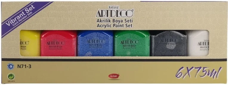 ARTDECO AKRİLİK BOYA SETİ 6x75 ML CANLI RENKLER Y-070I-AS1