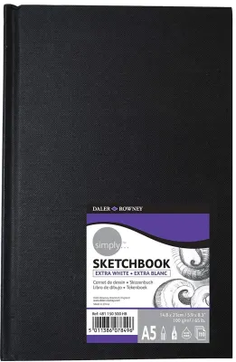 DALER ROWNEY SKETCH ESKİZ DEFTERİ SIMPLY SERİSİ SERT KAPAK A5 100 GR 110 SF EXTRA BEYAZ 481150500