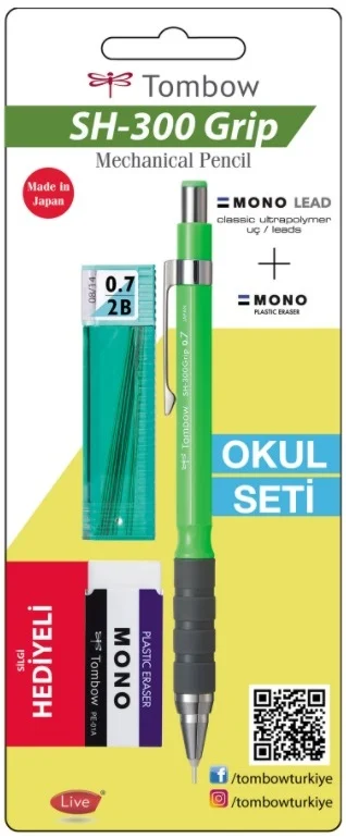 TOMBOW VERSATİL KALEM SH-300 GRIP OKUL SETİ 0.7 NEON YEŞİL BLS. T-SH-GR63 R7.S1