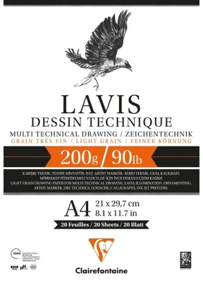CLAIREFONTAINE ÇİZİM BLOĞU ALPHA LAVIS A4 200 GR 20 YP AL96341