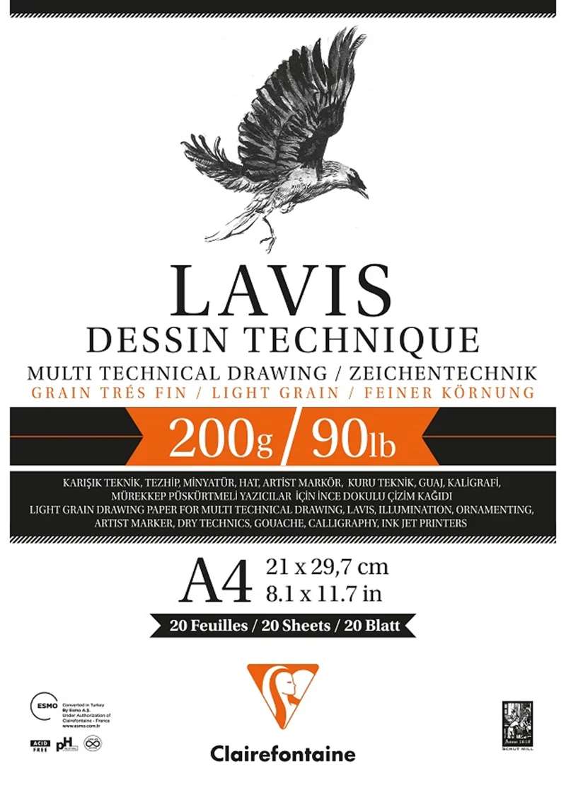 CLAIREFONTAINE ÇİZİM BLOĞU ALPHA LAVIS A4 200 GR 20 YP AL96341