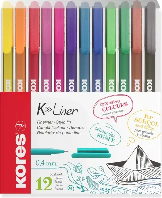 KORES FİBER UÇLU KALEM K-LINER  12Lİ SET 28112