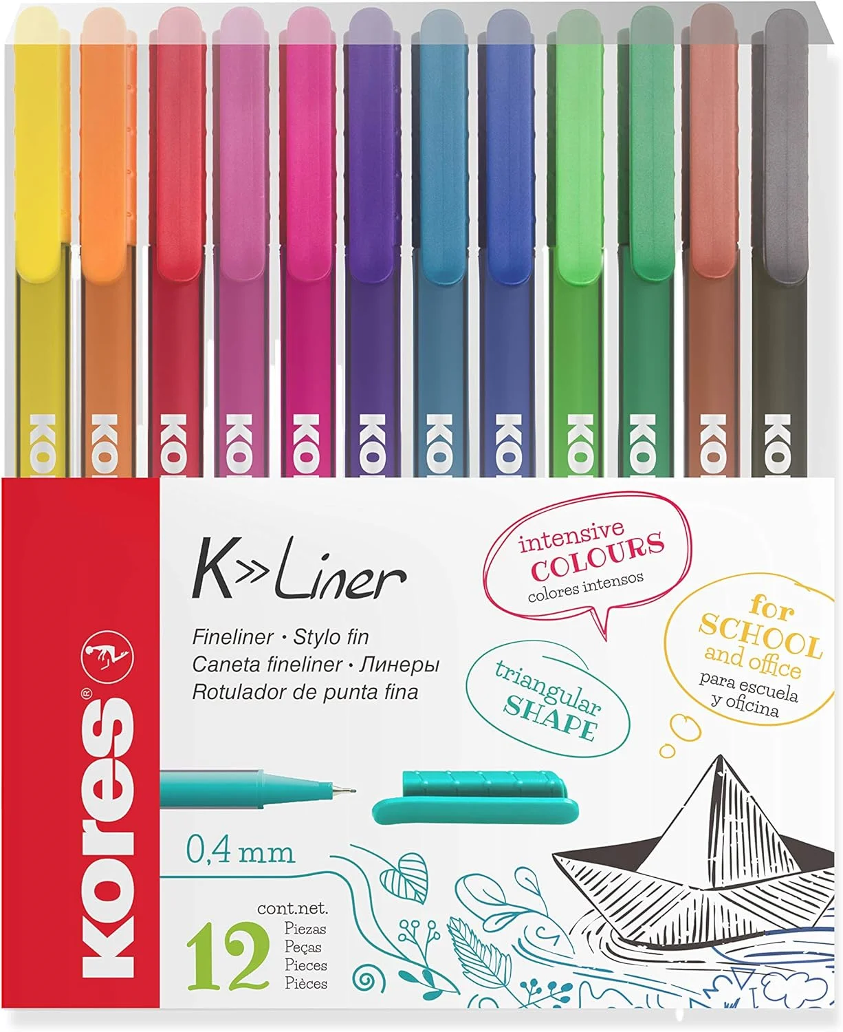 KORES FİBER UÇLU KALEM K-LINER  12Lİ SET 28112
