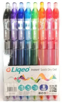 LIQEO JEL KALEM INSTANT DRY 0.7 8 Lİ G-7008B-8PVC