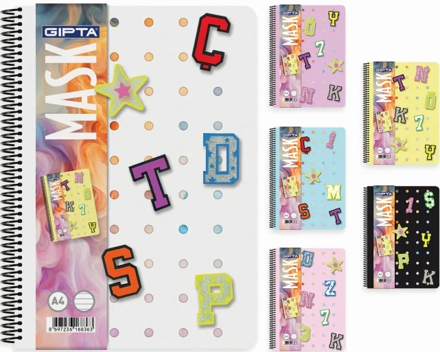 GIPTA DEFTER MASK A5 SPİRALLİ PP KAPAK 72 YP ÇİZGİLİ 7823