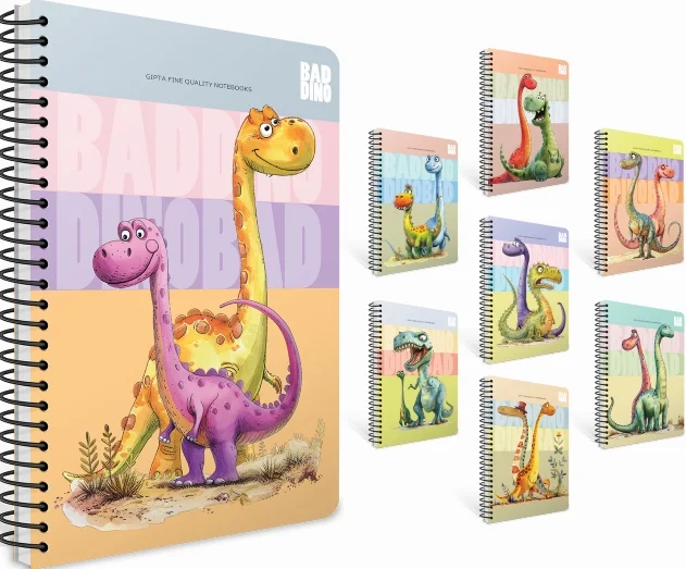 GIPTA DEFTER BAD DINO A5 SPİRALLİ KARTON KAPAK 80 YP ÇİZGİLİ 7661