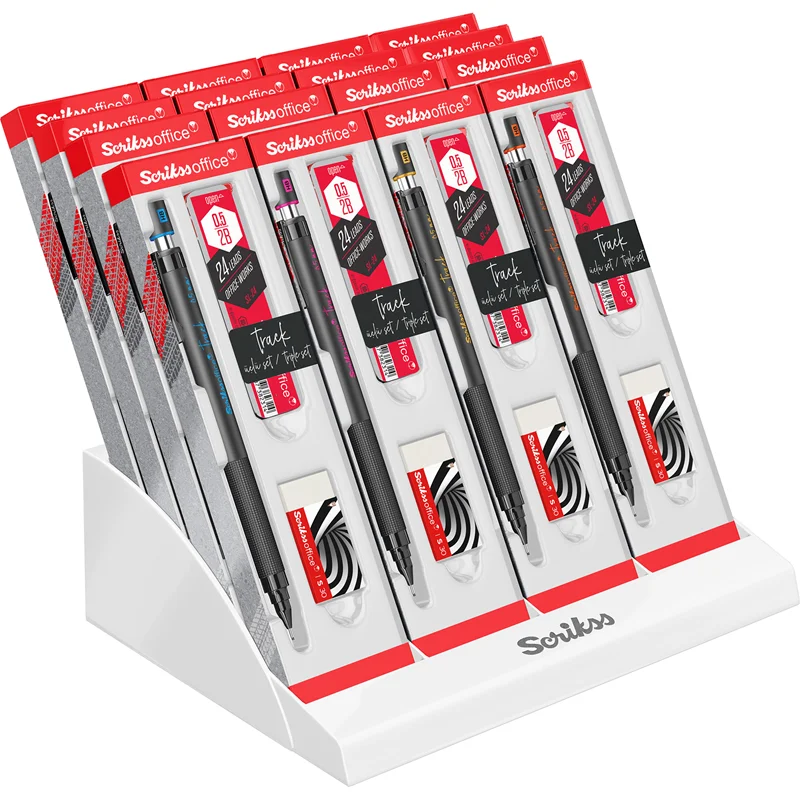 SCRIKSS OFFICE VERSATİL KALEM OKUL SETİ TRACK + SİLGİ + MİN BLS. 16 LI STAND 24 ADET ÜRÜN
