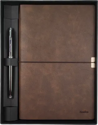 SCRIKSS HEDİYELİK SET SD 700-2 800 ROLLER KALEM TITANYUM + DEFTER PREMIUM TOLEDO A5 KAHVEREGİ