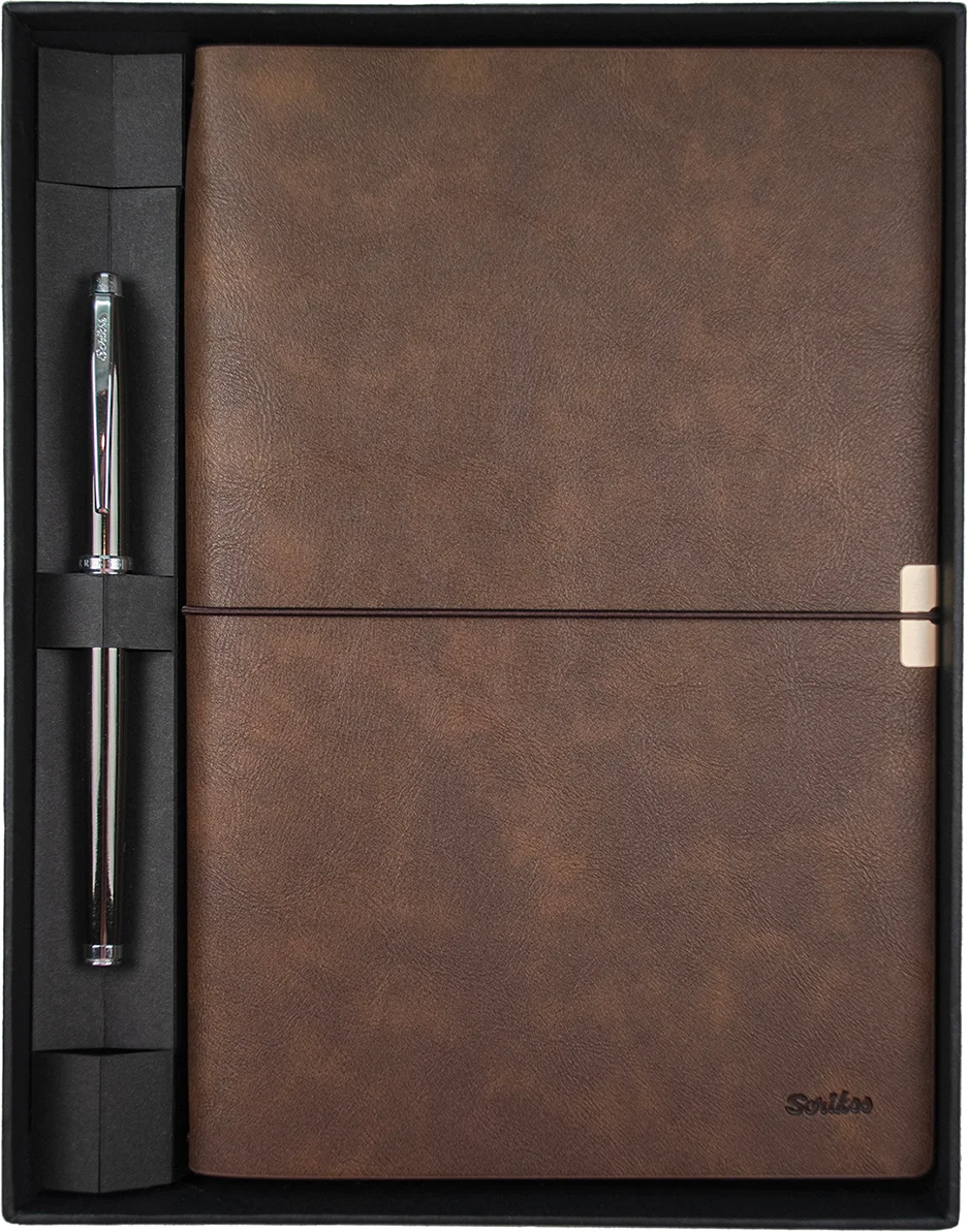 SCRIKSS HEDİYELİK SET SD 700-2 800 ROLLER KALEM TITANYUM + DEFTER PREMIUM TOLEDO A5 KAHVEREGİ