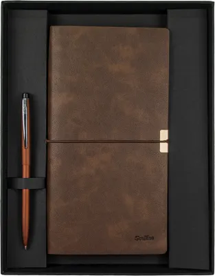 SCRIKSS HEDİYELİK SET SD 700-C2 F108 TÜKENMEZ KALEM BRONZ + DEFTER PREMIUM TOLEDA C7 KAHVERENGİ