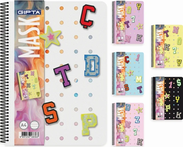GIPTA DEFTER MASK A5 SPİRALLİ PP KAPAK 72 YP KARELİ 7824