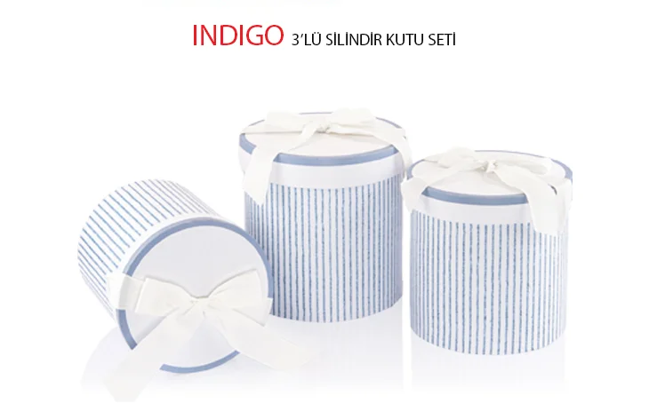 GIPTA KUTU SETİ  3 LÜ SİLİNDİR INDIGO BX28260