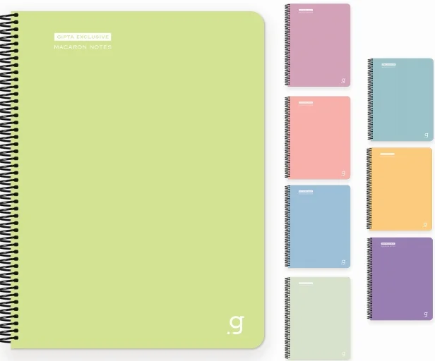 GIPTA DEFTER MACARON 17x24 SPİRALLİ SERT KAPAK SEPERATÖRLÜ 120 YP ÇİZGİLİ 7689